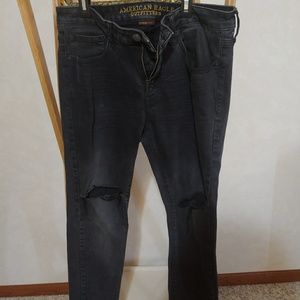 American Eagle Black Skinny Ripped Jeans